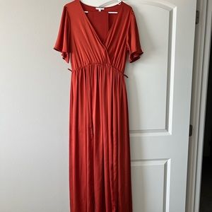 Baltic born XL satin Sicily dress in rust